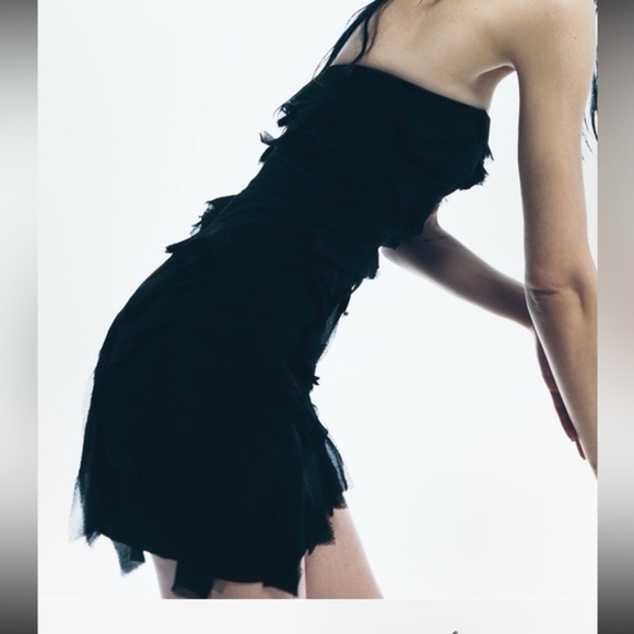 ZARA - Tulle Black Mini Dress - Picture 6 of 7